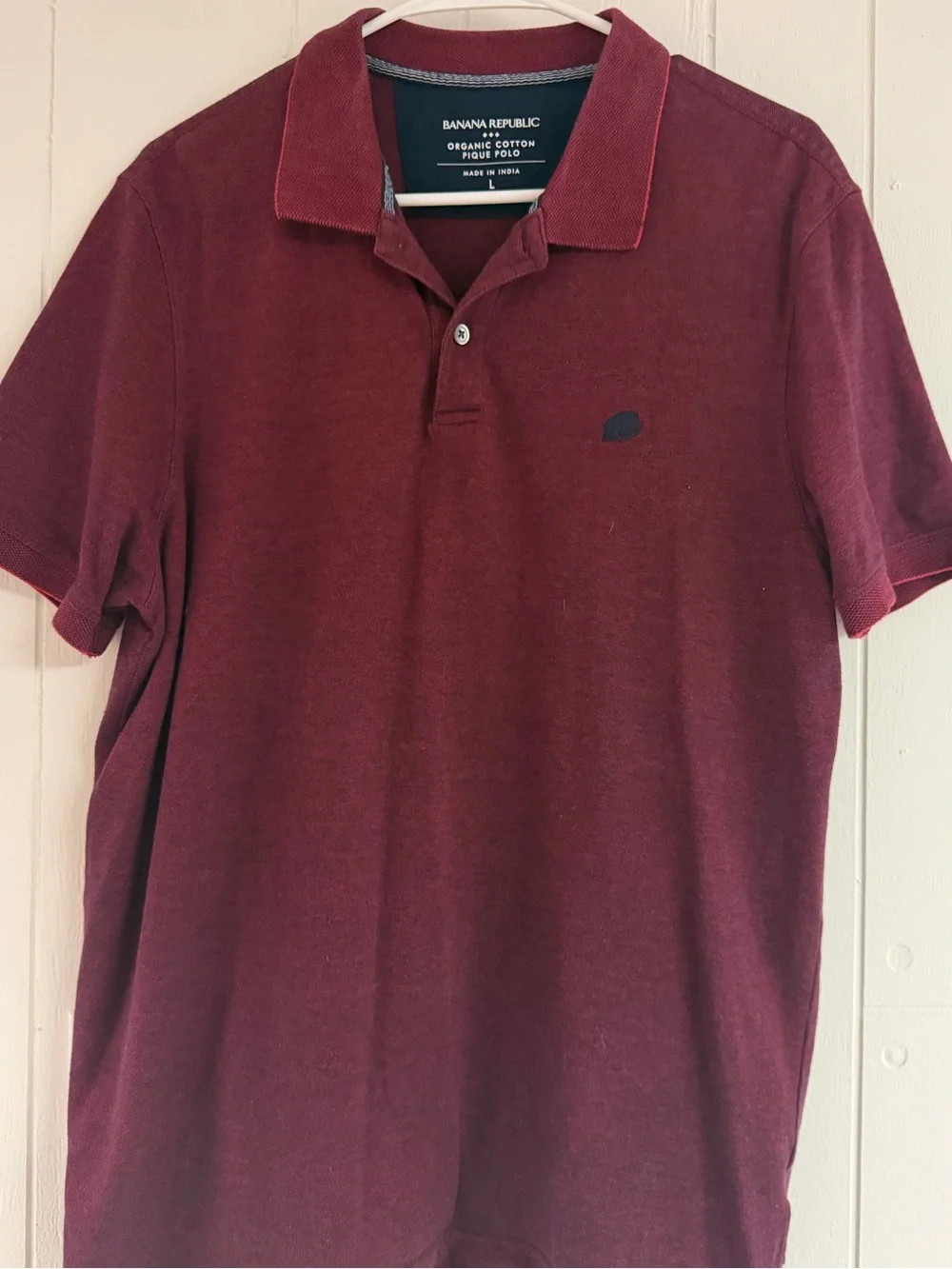 Bundle of Two Banana Republic Men’s Polo Shirts - Burgundy and Gray/Navy, Size L